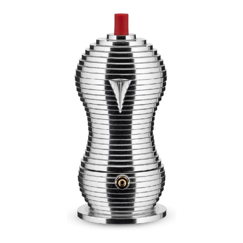 Alessi MDL02/1 R "Pulcina" Stove Top Espresso 1 Cup Coffee Maker, Aluminum, Red
