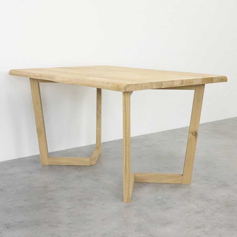 Heidi Oak Solid Wood Dining Table, Beige, 76cm H x 200cm L x 90cm W