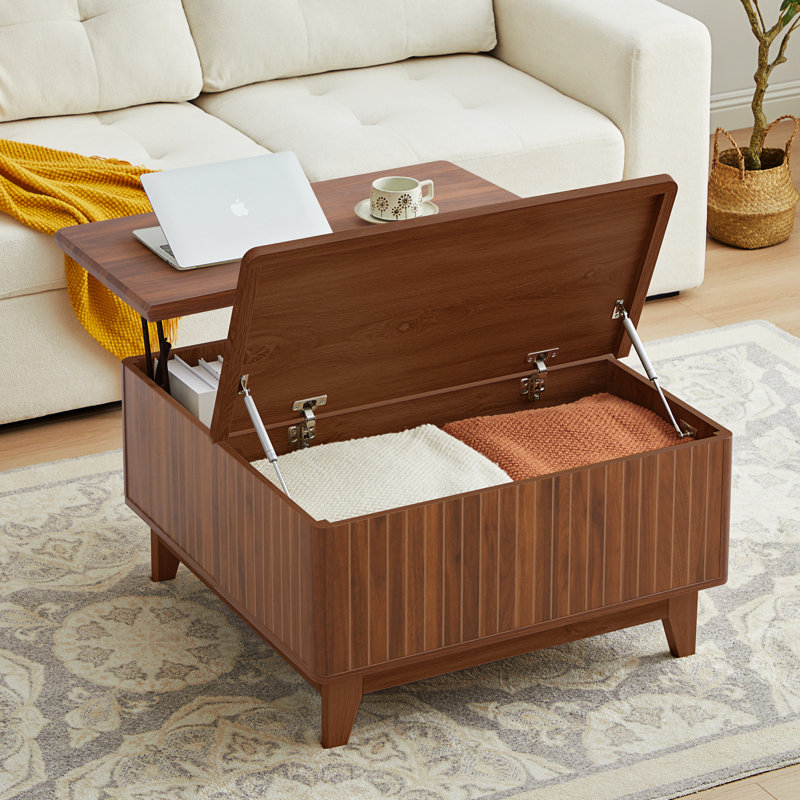 Walnut Lift-Top Coffee Table with Hidden Storage