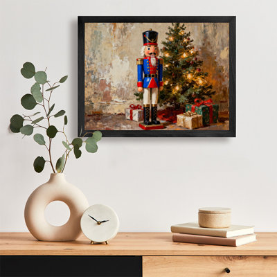 «Black», encadré noir, casse-noisette, art mural, style européen rétro, thème de Noël, impressions sur toile