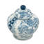Pot à couvercle en porcelaine avec motifs floraux - 9 po de diamètre x 9 po - bleu / blanc