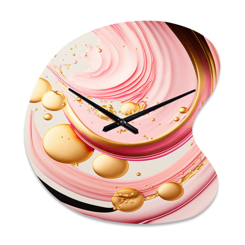 Imprimé de cercles abstraits roses et dorés II - spirale abstraite, horloge murale, Petit