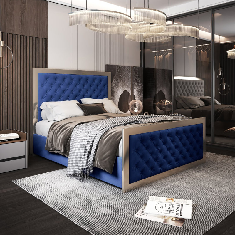 Aleeza Upholstered Bed, Single (3'), Blue