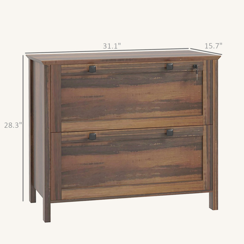2 Drawer File Cabinet With Lock, Lateral Filing Cabinet With Keys And Adjustable Hanging Bar For Letter, A4 And Legal Size, File Cabinet For Home Office