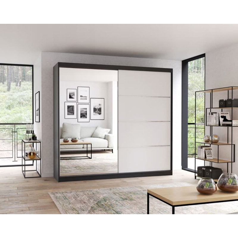 Latrez 2 Door Manufactured Wood Wardrobe, Graphite Matt/White Matt