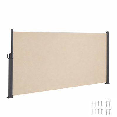 Auvent latéral rétractable pour écran de 138 po x 71 po, imperméable et résistant aux rayons UV (beige)