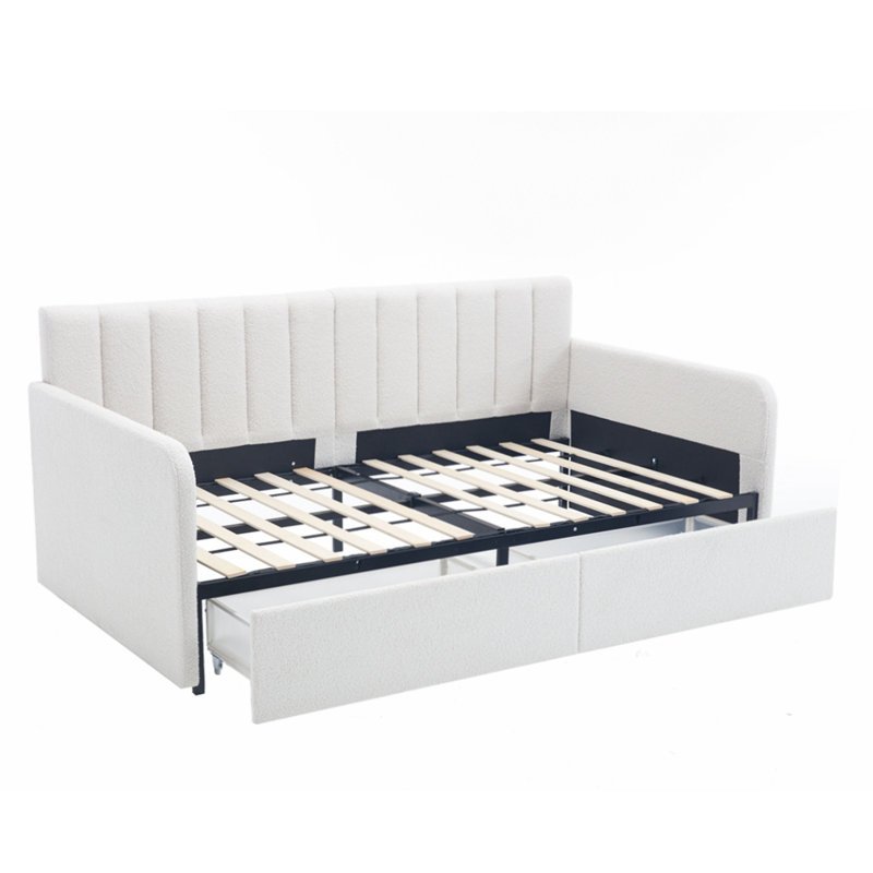 Zija Upholstered Velvet Daybed, White