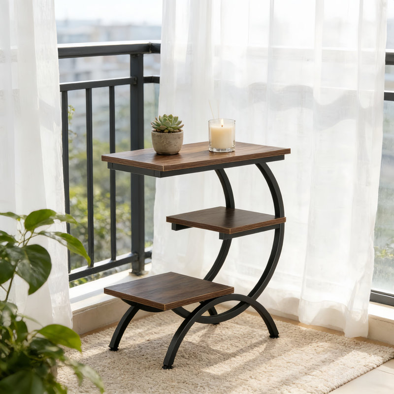Industrial-chic 3-tier C-shaped End Table
