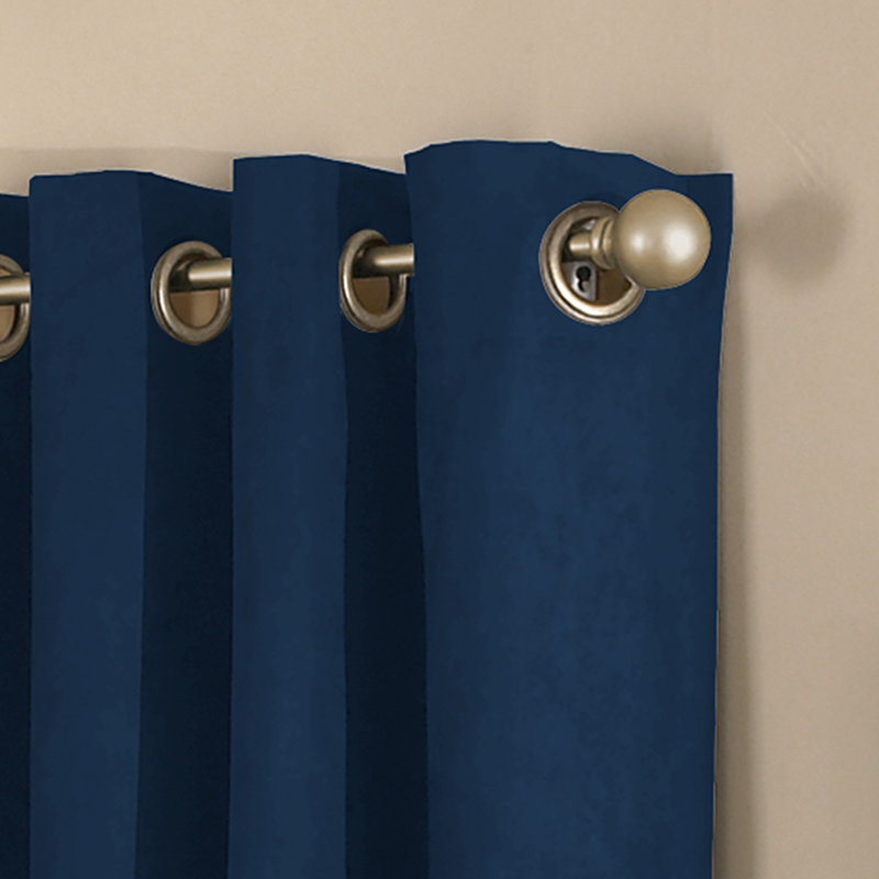 Curtainworks Boehme Solid Room Darkening Grommet Single Curtain Panel, Navy, 50" W x 132" L