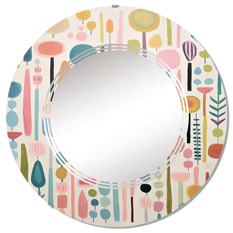 Cas - Miroir mural rond Mid-Century, 32 po x 32 po