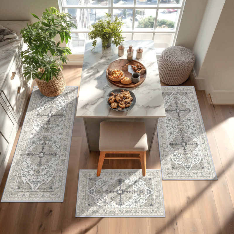 Non-Slip Kitchen Mat Runner Rug, Beige