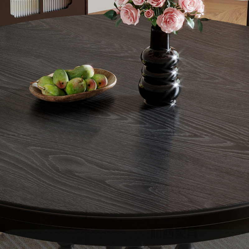 Ensemble de table de salle à manger unique en bois d'hévéa, Noir, noir, noir, noir, H 29,53 po x L 47,24 po x l 47,24 po