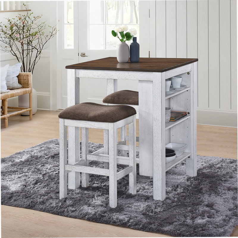 Ensemble de table de salle à manger 3 pièces avec espace de rangement pour les petits espaces