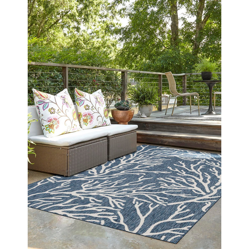 Tapis bleu contemporain Azilynn, Rectangle 2 pi x 3 pi 1 po