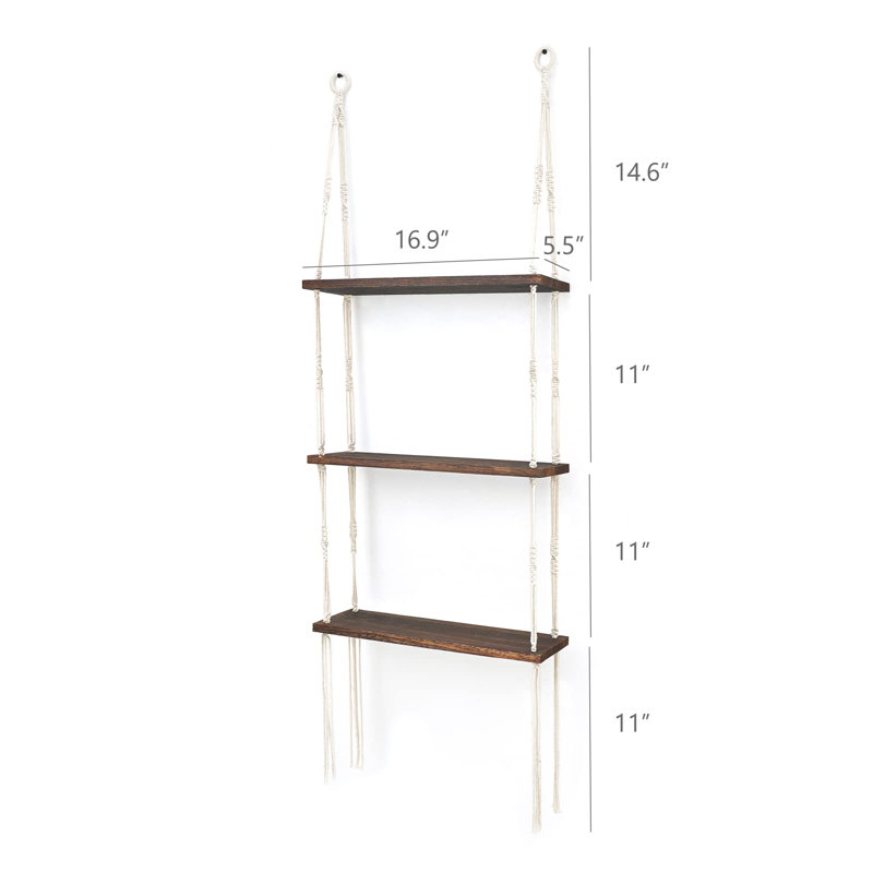 Macrame 3-Tier Wall Hanging Shelf