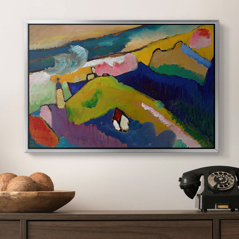 Murnau Mountain Landscape with Church, 1910 - Wassily Kandinsky, toile tendue avec châssis, 16 x 24, Argent