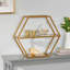 Bibliothèque hexagonale en métal avec tablettes en verre