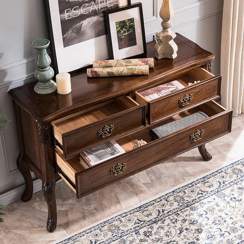 Walnut Solid Wood Rectangular Console Table, 32.68" H x 47.24" W x 15.75" D