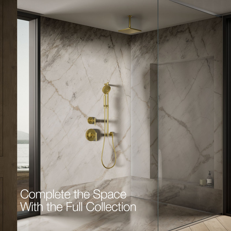 Contemporary Rain Shower Head, Vibrant Brushed Moderne Brass, 1.75 GPM, Square