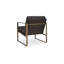Fauteuil d'appoint Bary, coussins en cuir fleur brun foncé, métal doré