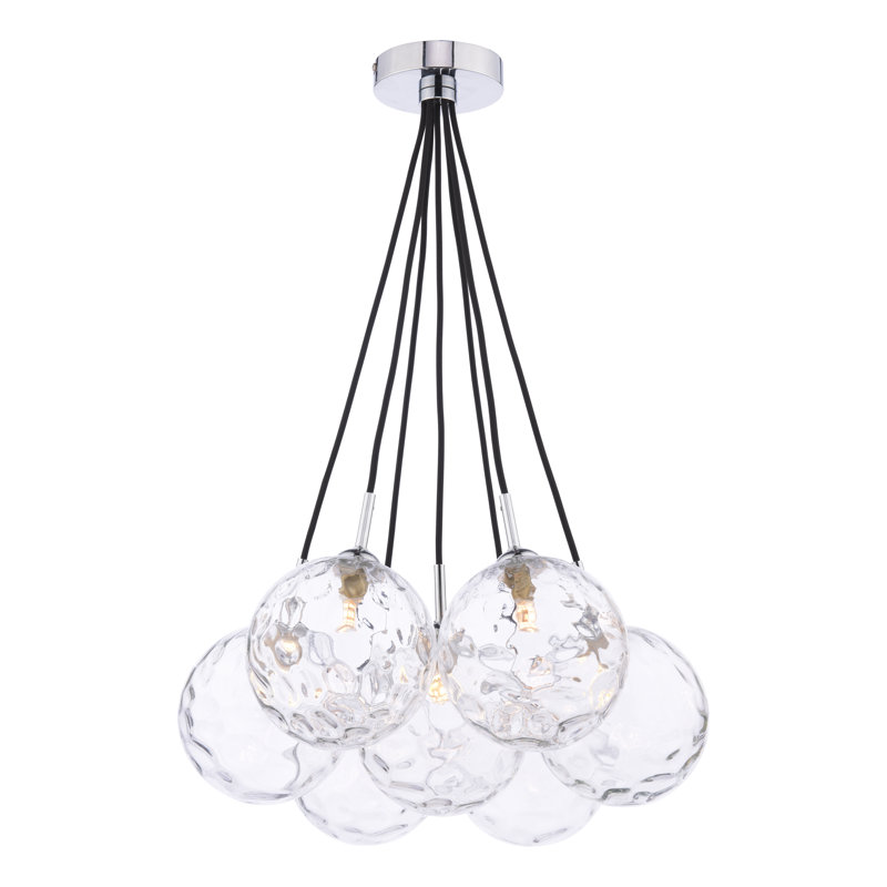 7 - Light Polished Chrome Pendant, 250cm H x 45cm W x 45cm D, Clear