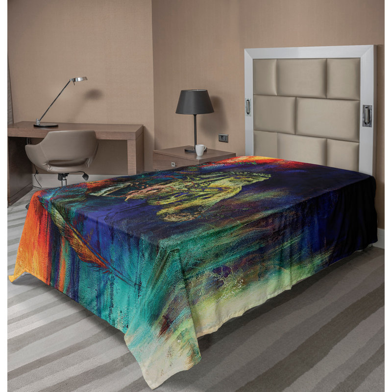 Multicolore Ambesonne, Drap plat pour lit simple