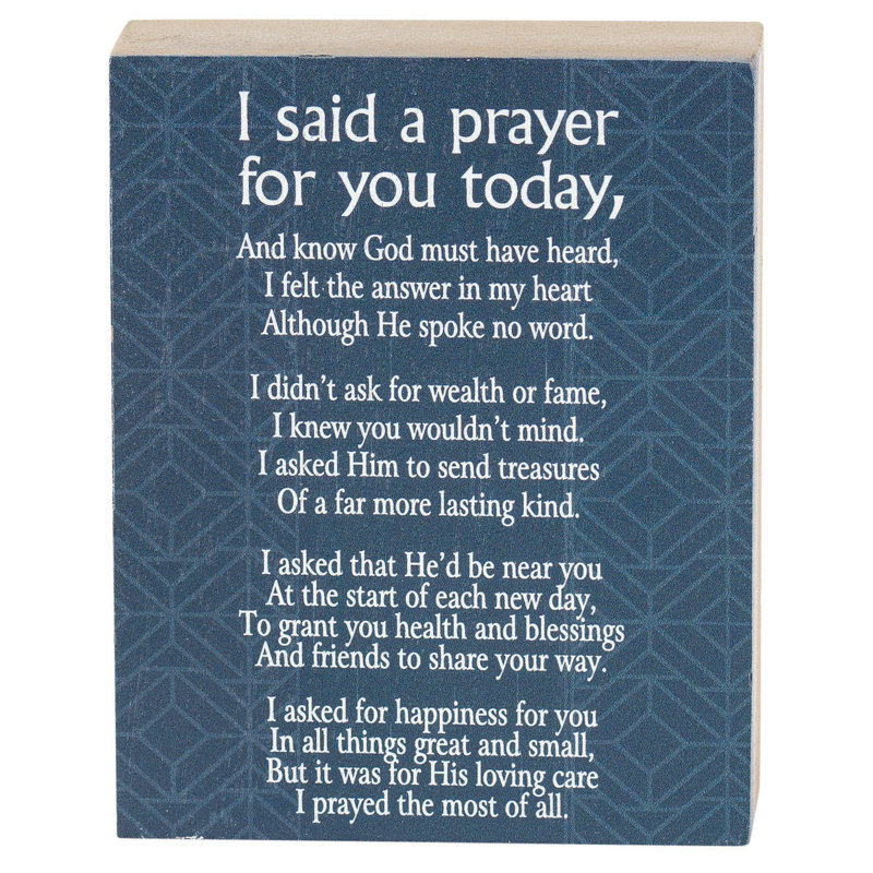 Tabletop Plaque I Said A Prayer Navy