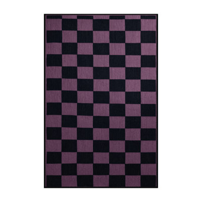 Machine Washable Checkered Grey Area Rug