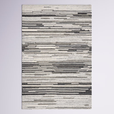 Rizzuto Abstract Hand Tufted Wool/Cotton Area Rug in Beige/Gray
