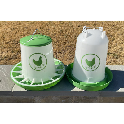 Zylina Waterer 3.2 Gallons / Feeder 26 lbs Combo - Green