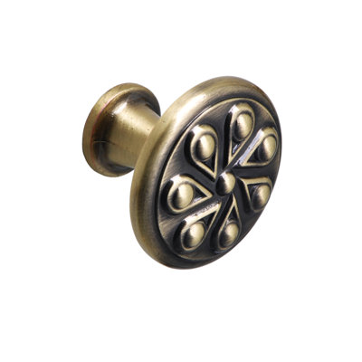 Utopia Alley Ceil Cabinet Ring Pull Knob - Decorative Cabinet Drop Pull Knobs For Cabinets And Drawers - Vintage Cabinet Hardware With Hand Finished Antique Brass - Metal Drawer Pull Knobs 1.2" (Set Of 10)