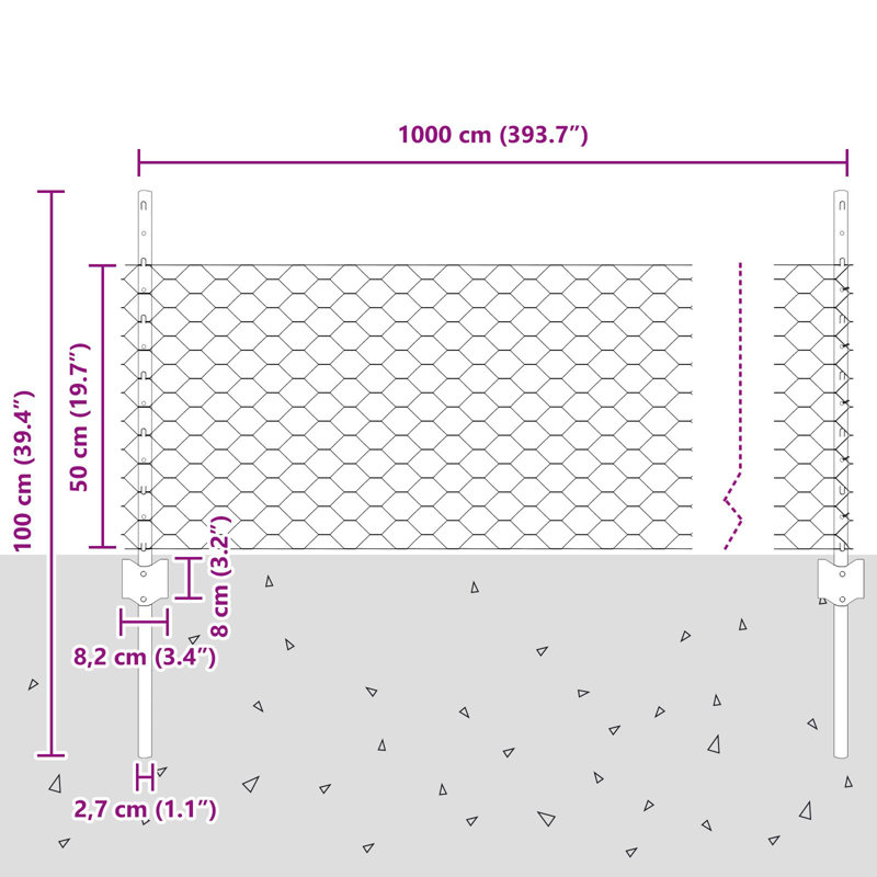 50cm H x 1000cm W Steel Fencing Kits