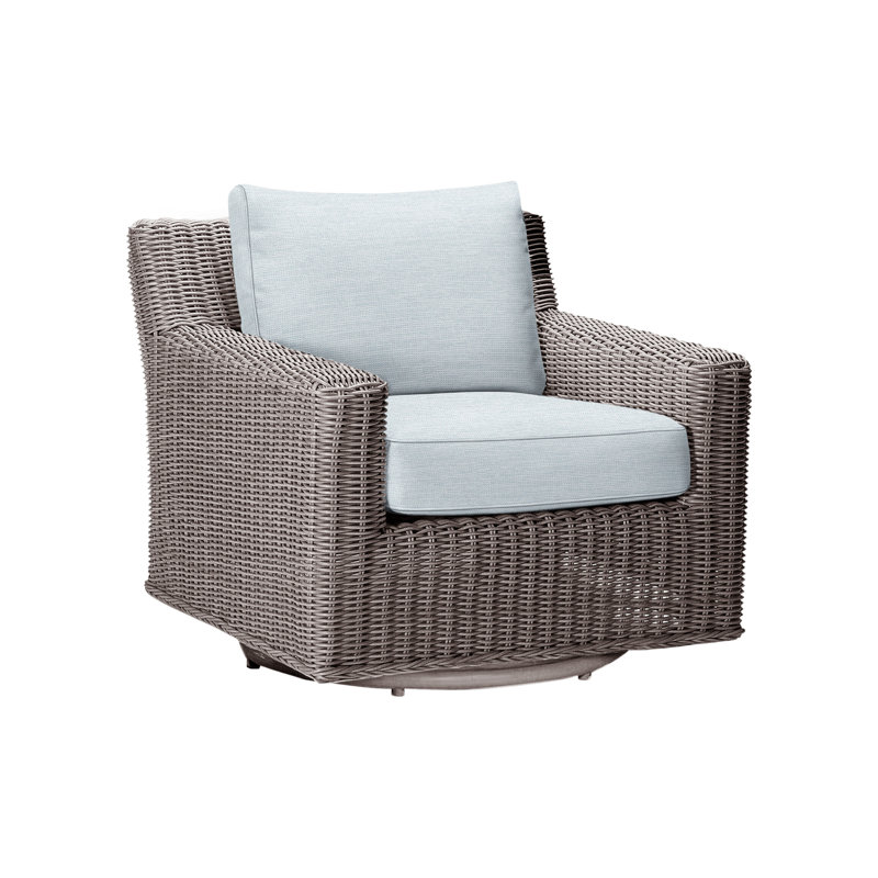 Rustic Swivel Patio Chair with Cushions, Paper Sky, Oyster, Welt