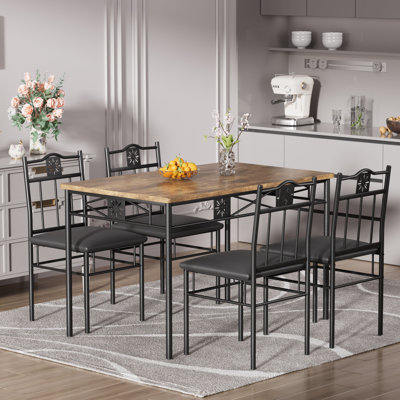 Ensemble de table de salle à manger 5 pièces avec 4 chaises Amneh