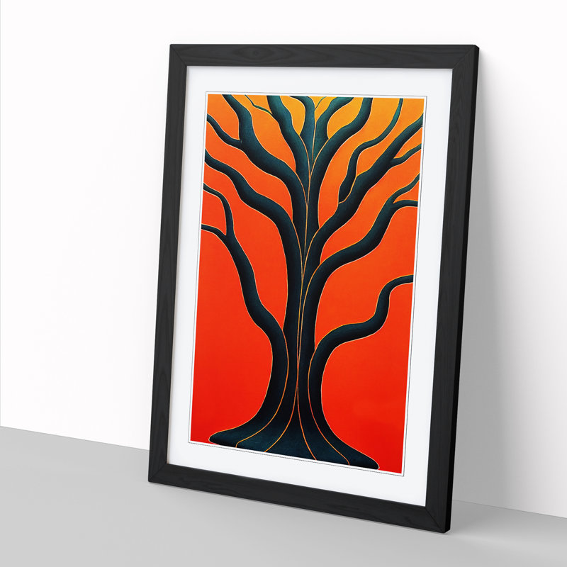 Tree Indian - Single Picture Frame Print, Black, 64cm H x 46cm W x 2cm D