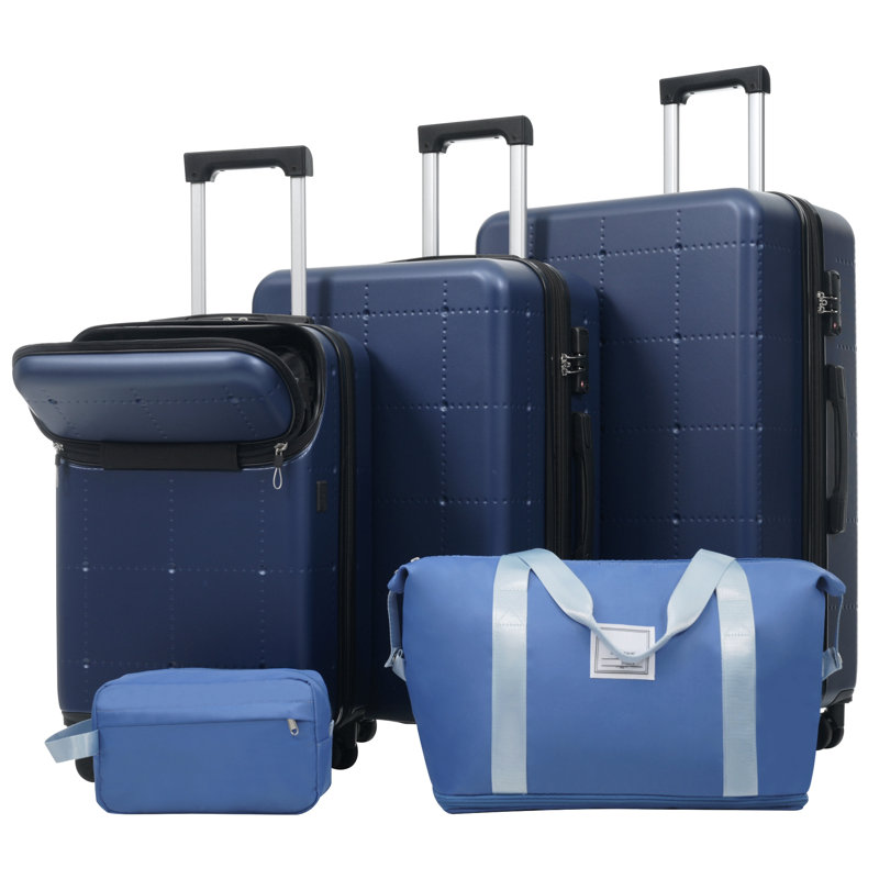Ensemble de bagages 5 pièces avec sacs Hardside, bagage à main semi-ouvert 20 po avec port USB, bagage extensible 24 po 28 po avec roulettes doubles verrou TSA