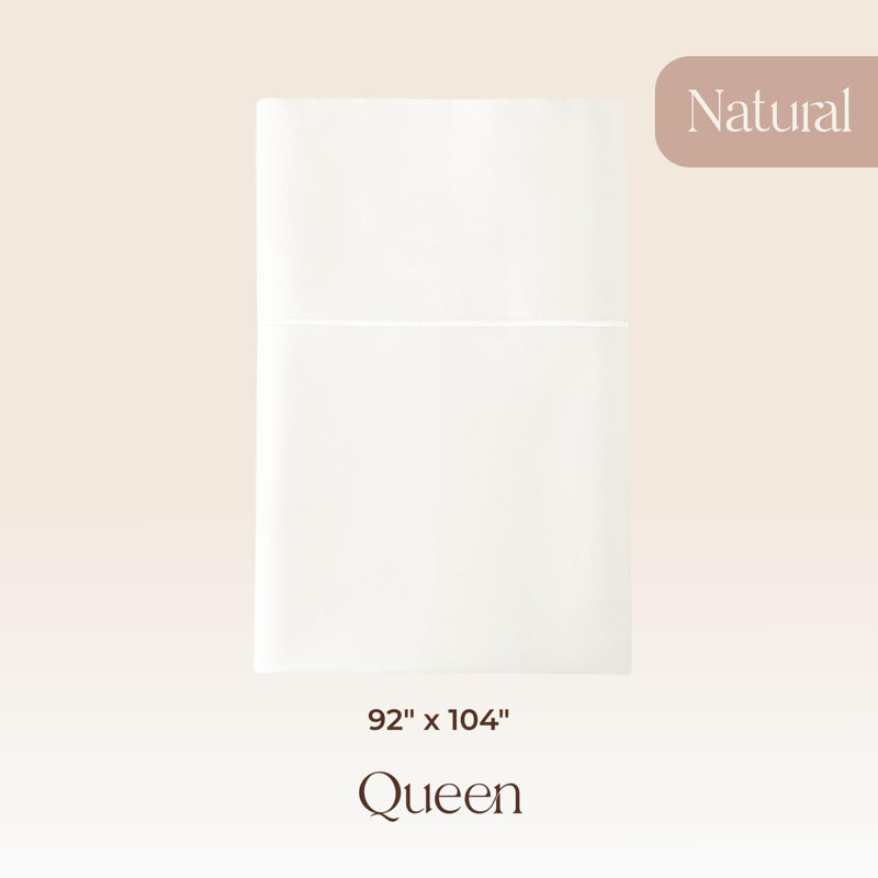Whisper Organic Certified Organic Sheet Only - 100% Organic Cotton Sheets With Luxurious Soft And Breathable 300 Thread Count Sateen Weave Finish - Gots & Fairtrade Certified (Queen, Natural)