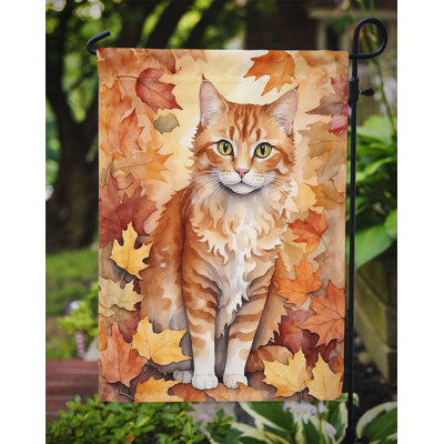 Chat en feuilles d'automne drapeau de jardin