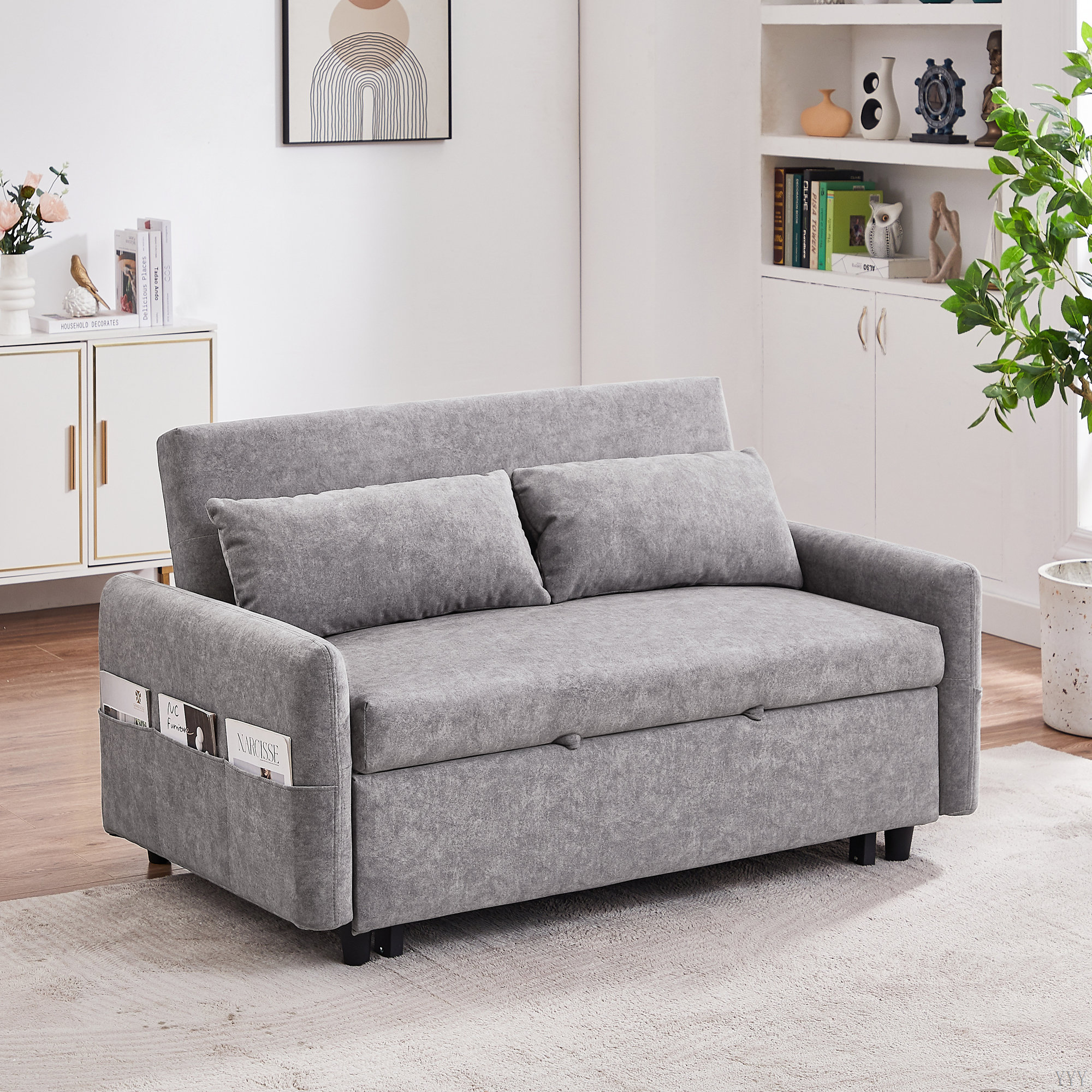 Latitude Run® 55.1" Pull Out Sleep Sofa Bed Loveseats Sofa Couch With ...