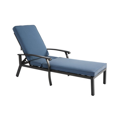 Chaise longue bleue en fonte d'aluminium avec tissage croisé, roulettes et fonction réglable, taille de paquet 41,73 x 24,41 x 12,99 po, poids de 40,79 lb.