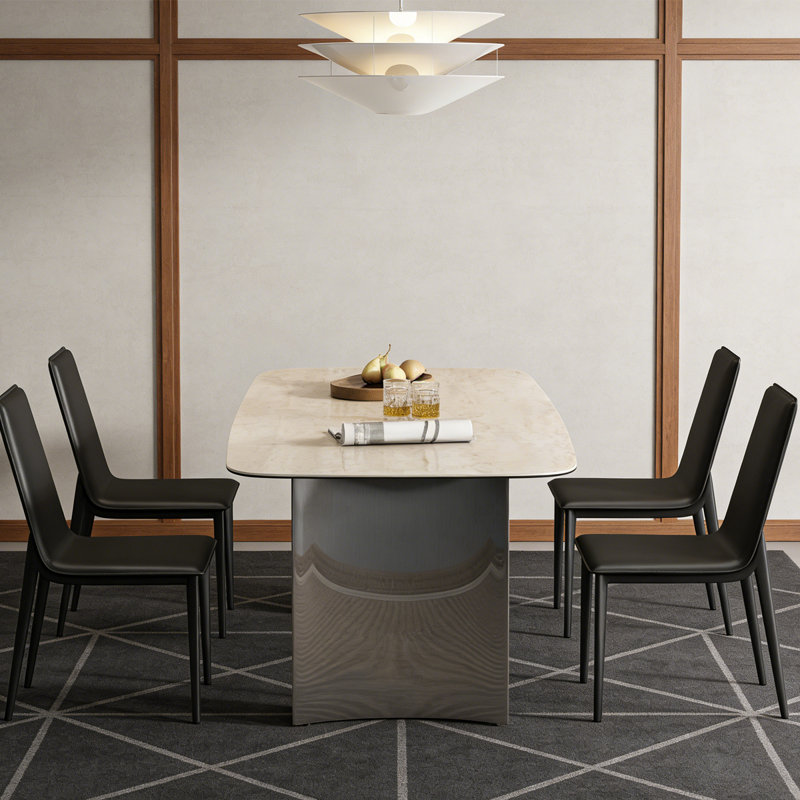 Table de salle à manger de luxe italienne légère, H 29,53 po x l 62,99 po x P 31,5 po, 5 pièces: table, 4 chaises