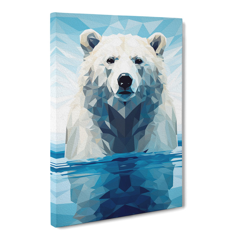 Polar Bear Geometric No.2 - Wrapped Canvas, 76cm H x 50cm W x 3cm D
