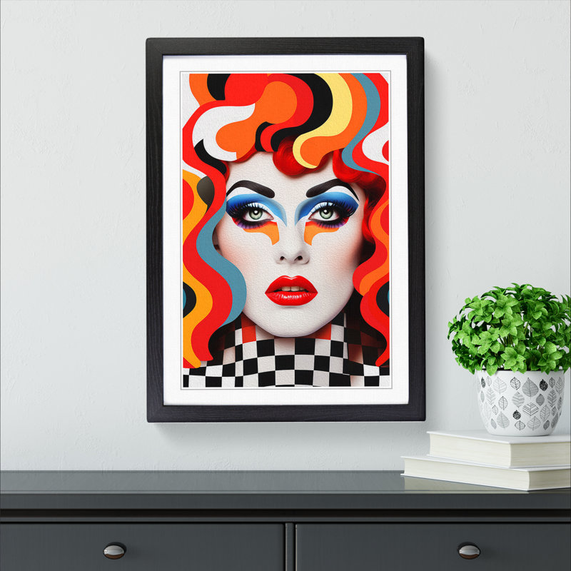 Drag Queen Op - Single Picture Frame Print on Wood, Black Framed, 64cm H x 46cm W