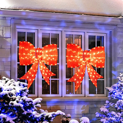 Décoration de Noël 37 po avec 150 lumières DEL blanc chaud et 2 anneaux suspendus