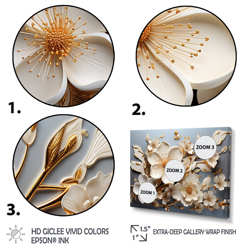 Orchidée blanche jardin de branches 11 - Art mural floral abstrait, Cadre flottant blanc, H 16 po x l 32 po x P 1 po