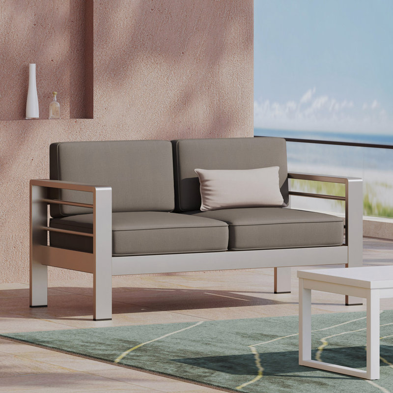 Causeuse Cape Coral Kd, Gray Cushion/Khaki Frame