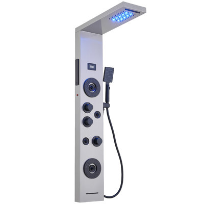 Veil 6-way Diverter Shower Tower Panel System with Adjustable Shower Head