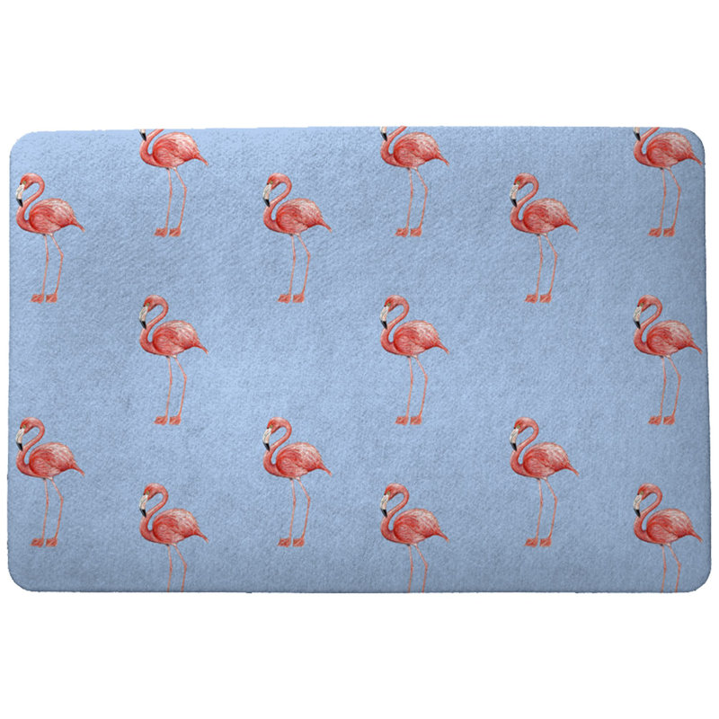 Tapis d'extérieur antidérapant carrelé 18 po x 26 po Santa Flamingo