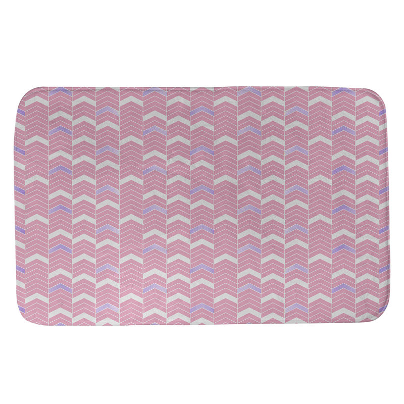 Rhonda Cheval Two Colour Lined Chevrons Bath Mat, 21" W x 34" L, Pink/Purple