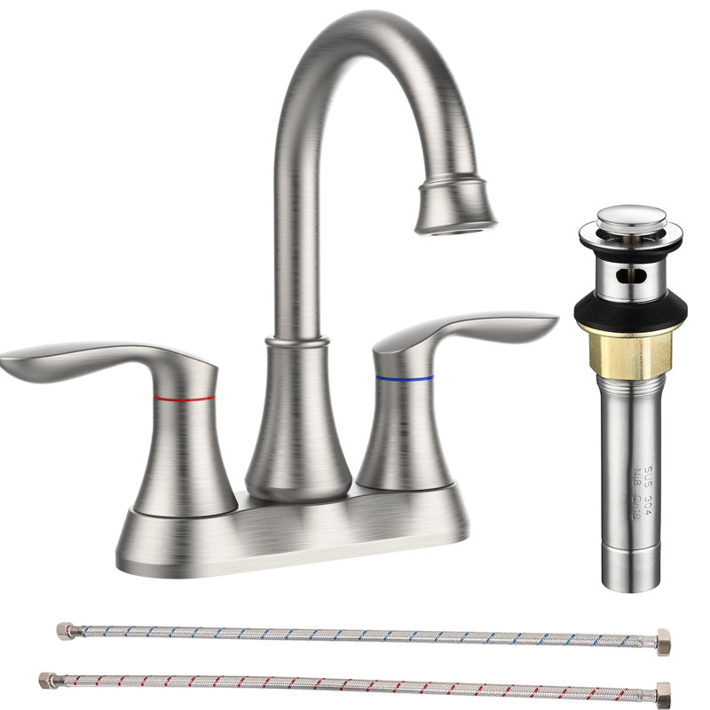Bathroom Faucet In Brushed Nickel, 360 Swivel Spout, Lever For Accurate Water Temperature Adjustment 4 Inch Sink Degree Swivel, Saving Design, Long-Lasting